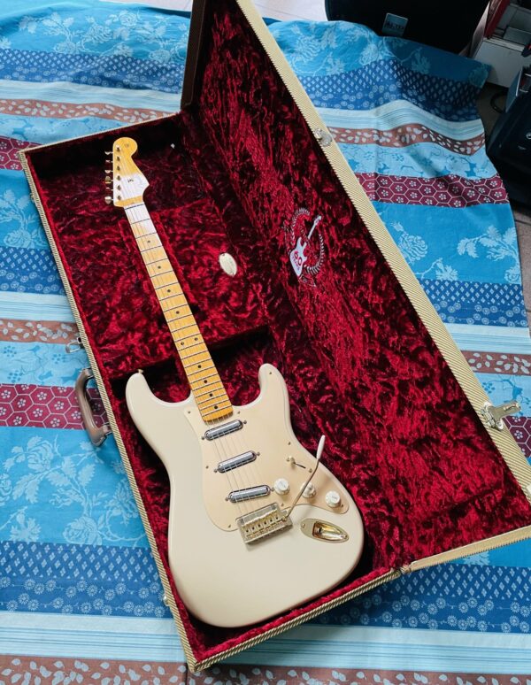 Guitare électrique Fender 60th Anniversary Classic Player 50’s Stratocaster maple MN Desert Sand n°MX13411355 (2014, Mexico), modèle 0140602789, étui Fender 60 ans, réglée luthier Amal (06.12.24) – Image 15