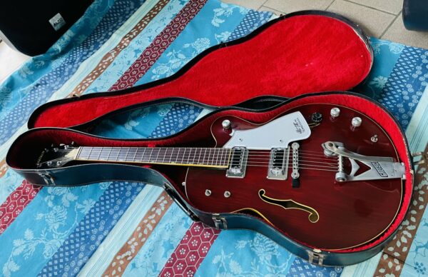 Guitare vintage semi-hollow Gretsch 7655 Chet Atkins Tenessean Red n°102074 (Octobre 1972, USA), étui vintage, ajout Push Pull filtre, manche et tête recollés) – Image 11